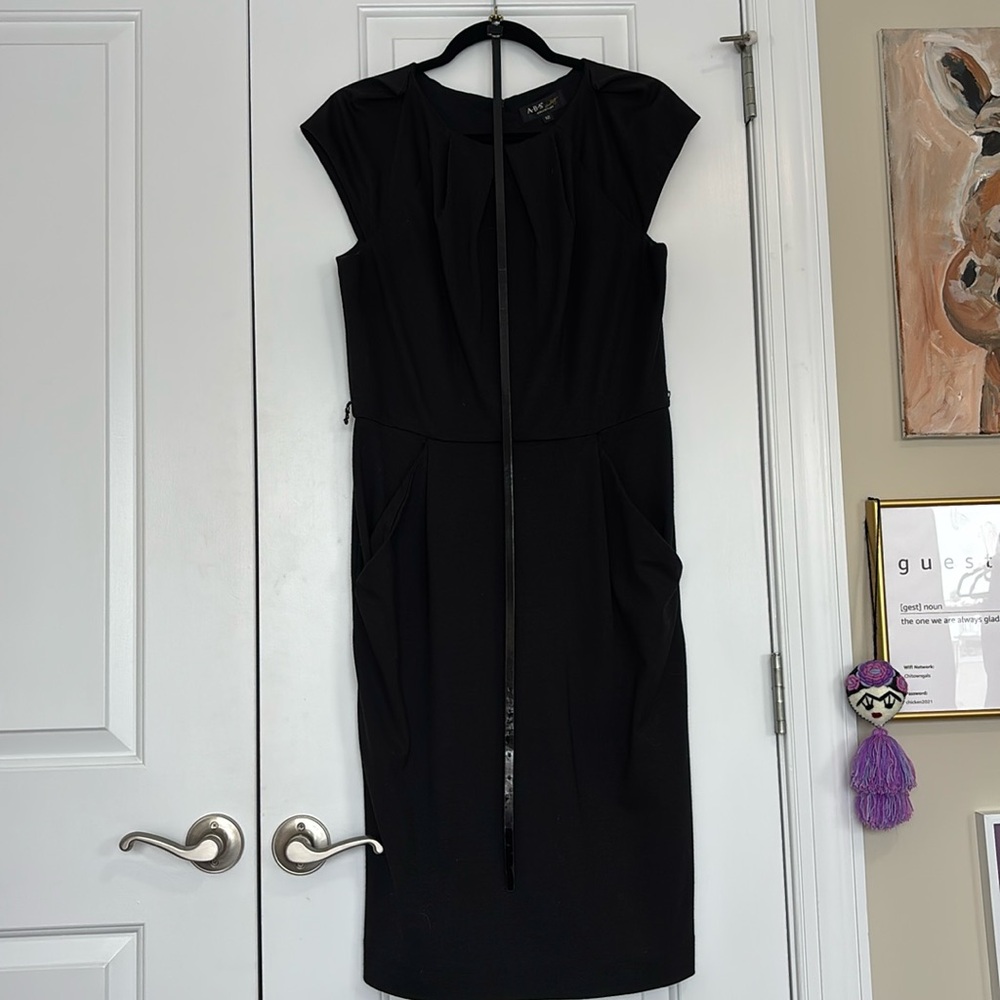 A.B.S Black Midi Dress Equipped with Pockets and Belt loops (belt included)
